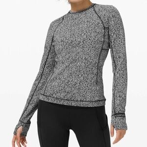 LULULEMON RUNDERFUL LONG SLEEVE IN SCATTERED HERRINGBONE BLACK/WHITE
